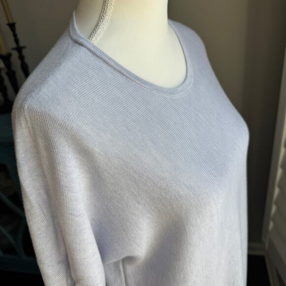 EILEEN FISHER Top Womens M Pale Periwinkle Tunic Tencel Silk Resort Wear Cruise - Picture 8 of 11